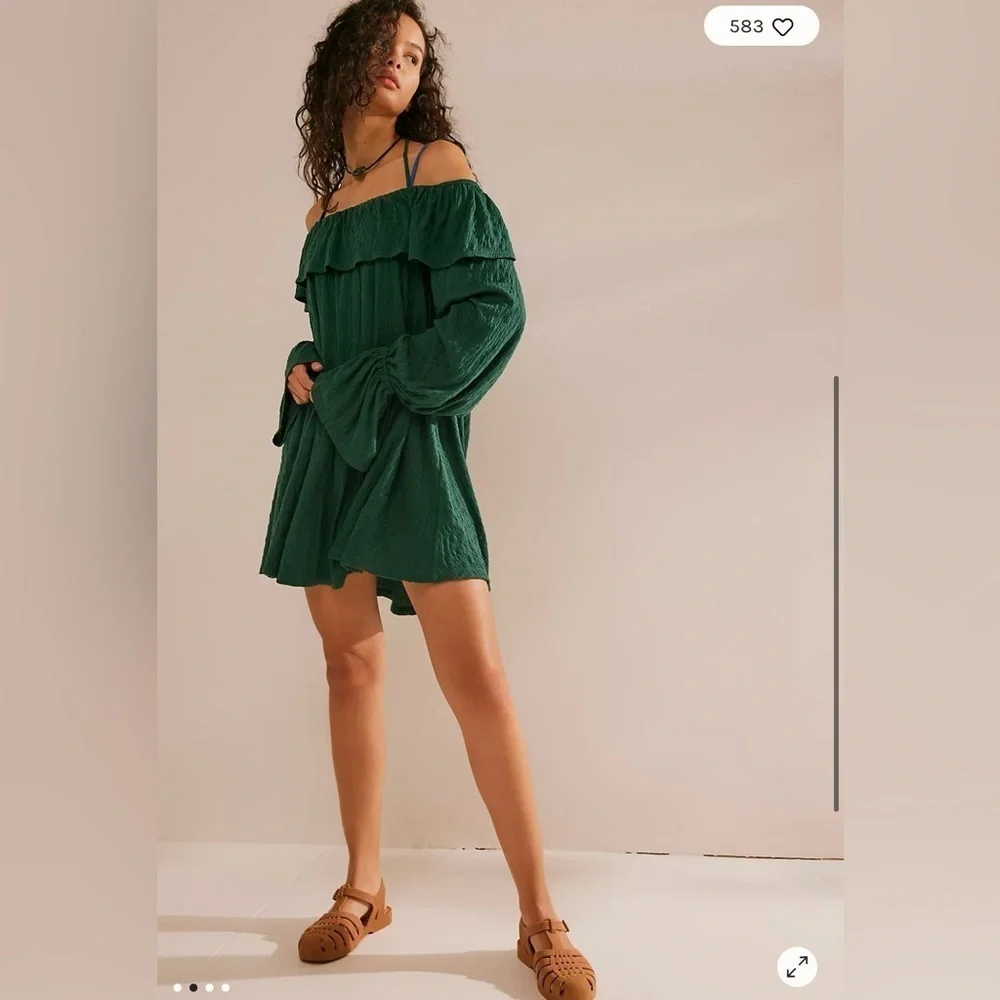 Free People Beach Green Hayden Mini Dress XS NTW